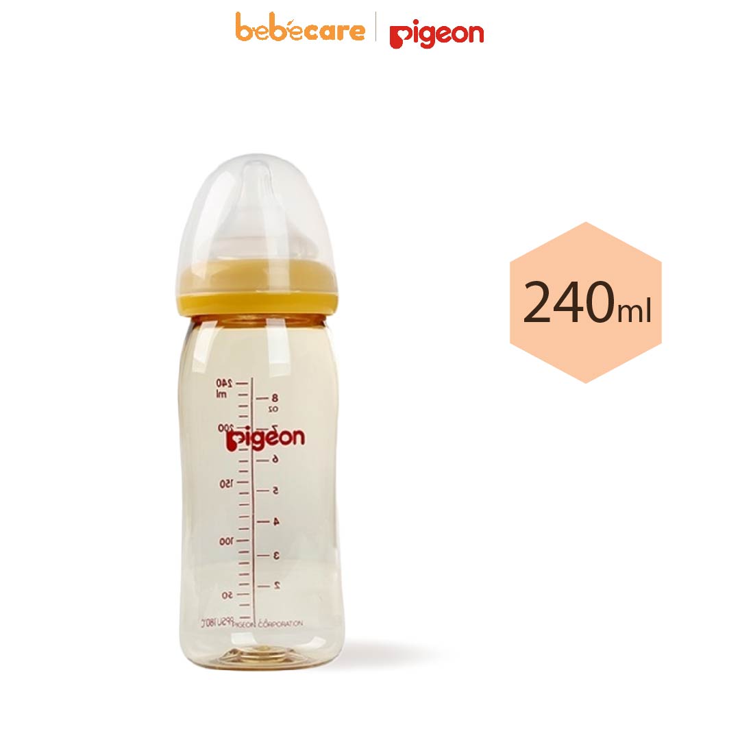 Pigeon (1080)-Bình Sữa Pigeon PPSU Cổ Rộng 240ml (Trên 3 Tháng)